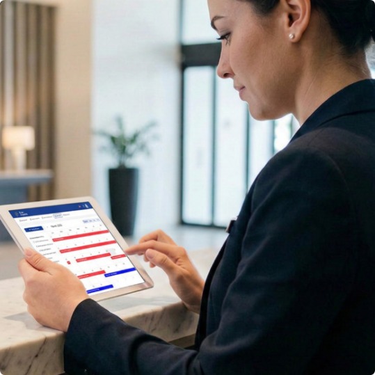 The EuroCheckin app showing an overview of guest records