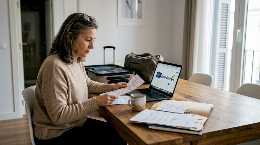 Dueña revisando la documentación de su piso turístico