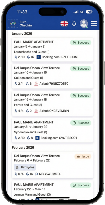 Online check-in and guest registration for SES Hospedajes in Spain with Eurocheckin